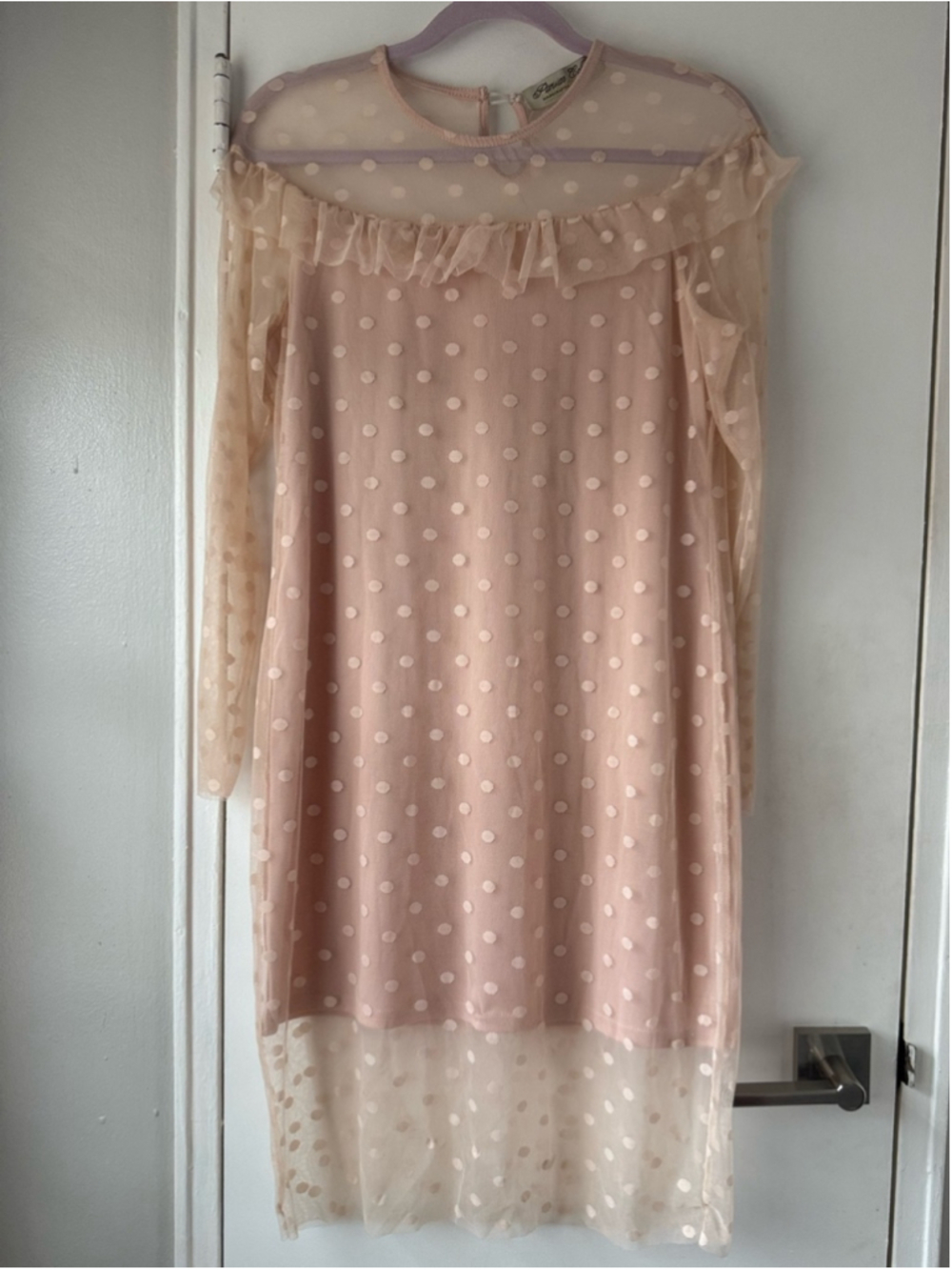 Parisian Atelier Vintage Handmade Swiss Dot Tulle Pink Blush Dress Small